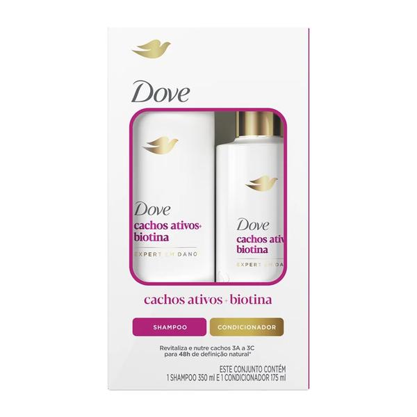 KIT DOVE SH350+COND175ML CACHOS ATIVOS