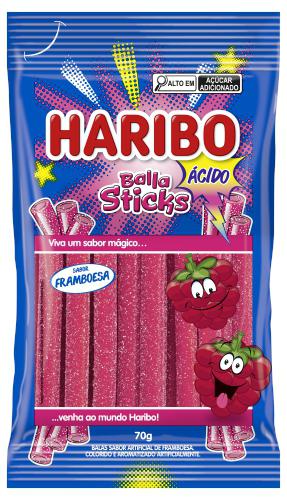 BALA GELATINA HARIBO 70GR STICKS FRAMBOESA