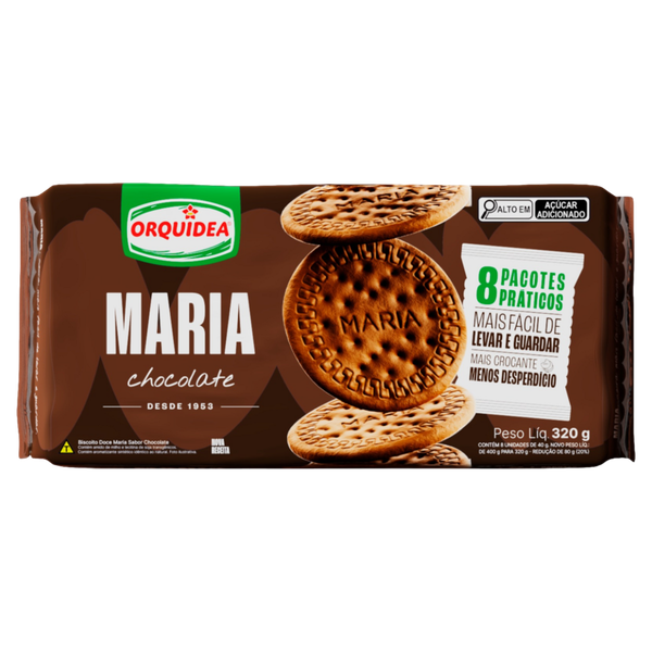 BISCOITO ORQUIDEA 320GR MARIA CHOCOLATE