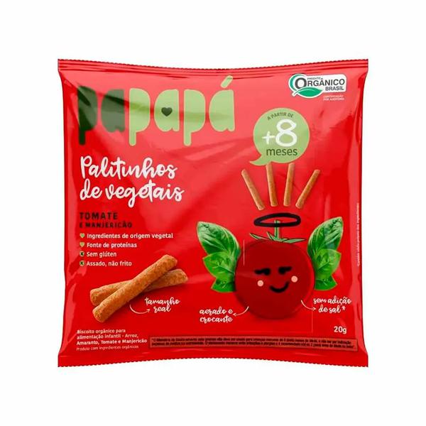 BISCOITO PAPAPA 20GR ORG TOMATE MANJERICAO