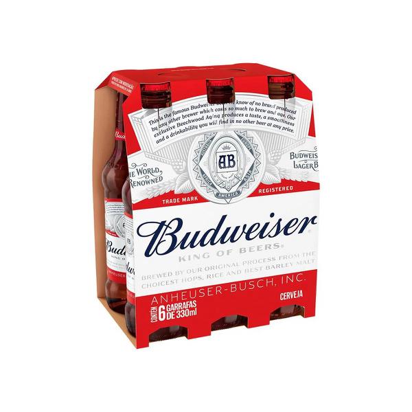 CERVEJA BUDWEISER 330ML UN LONG NECK CX C/6