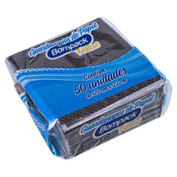 GUARDANAPO BOMPACK 20X22 C/50U PRETO