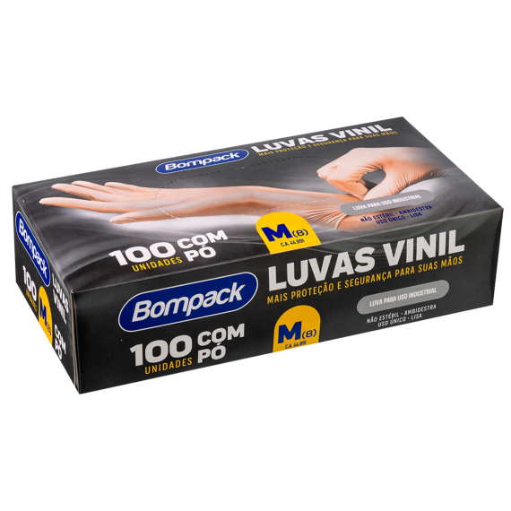 LUVA BOMPACK VINIL INDUSTRIAL M C/PO C/100UN