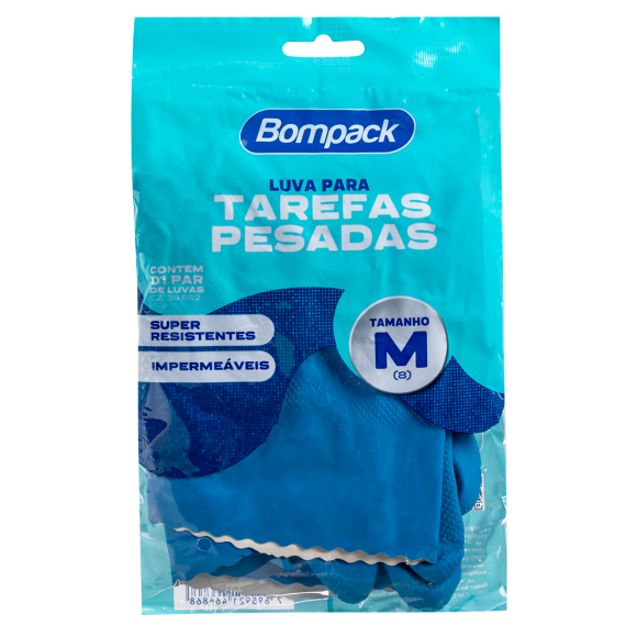LUVA LATEX BOMPACK VERNIZ M C/1UN AZUL