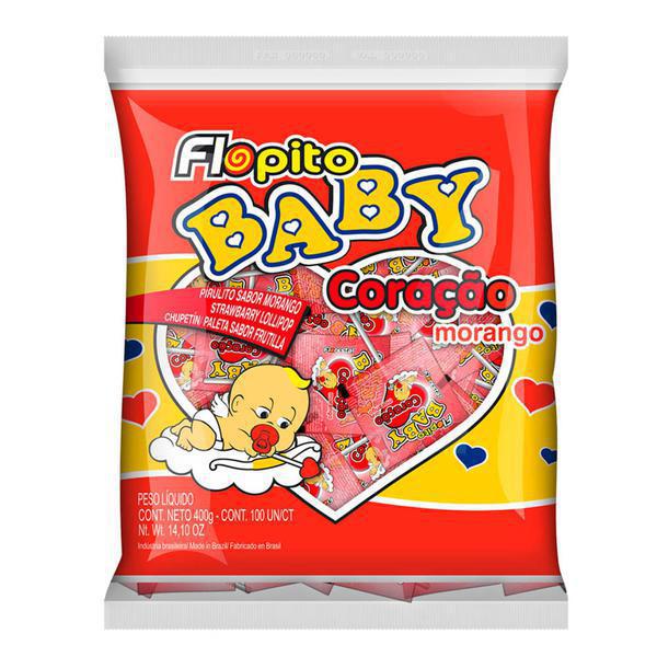 PIRULITO BABY CORACAO MORANGO 400G FLORE