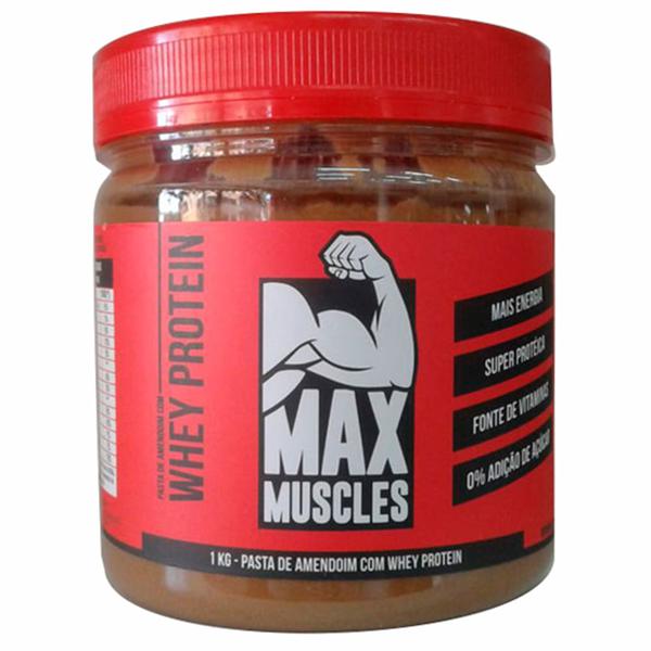 PASTA DE AMENDOIM MAX MUSCLES C/WHEY PROTEIN 1KG