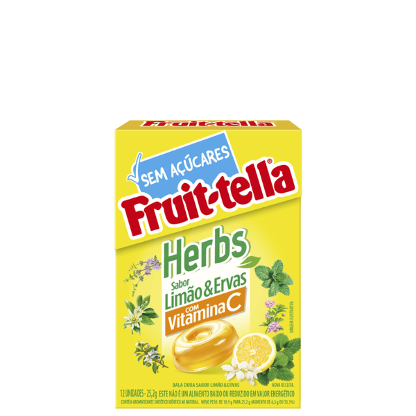 BALA FRUITTELLA HERBS 25,2GR LIMAO E ERVAS