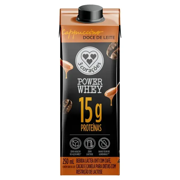 BEB LAC 3 CORACOES POWER WHEY 250ML DOCE DE LEITE