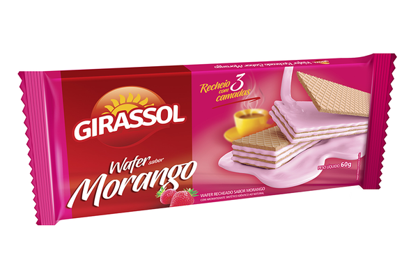 BISC GIRASSOL WAFER 60GR MORANGO