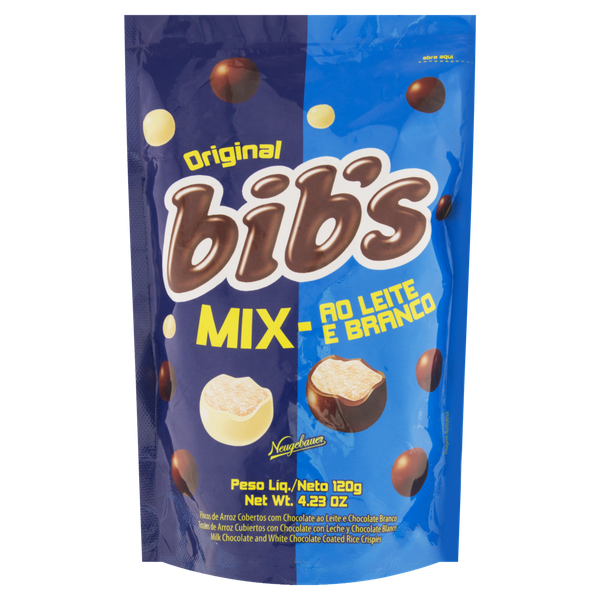 CHOC BIBS POUCH 120GR AO LEITE E BRANCO