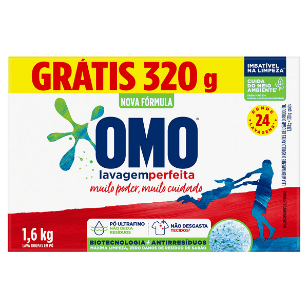 LAVA ROUPA PO OMO 1,6KG GTS 320GR CX LAV