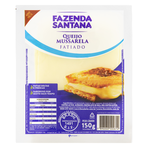 QUEIJO FAZ SANTANA MUSSARELA FAT 150GR
