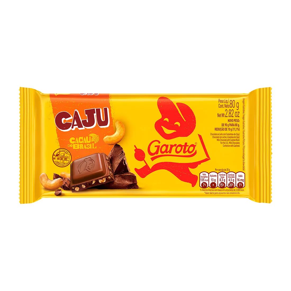 CHOC GAROTO 80G CAST CAJU