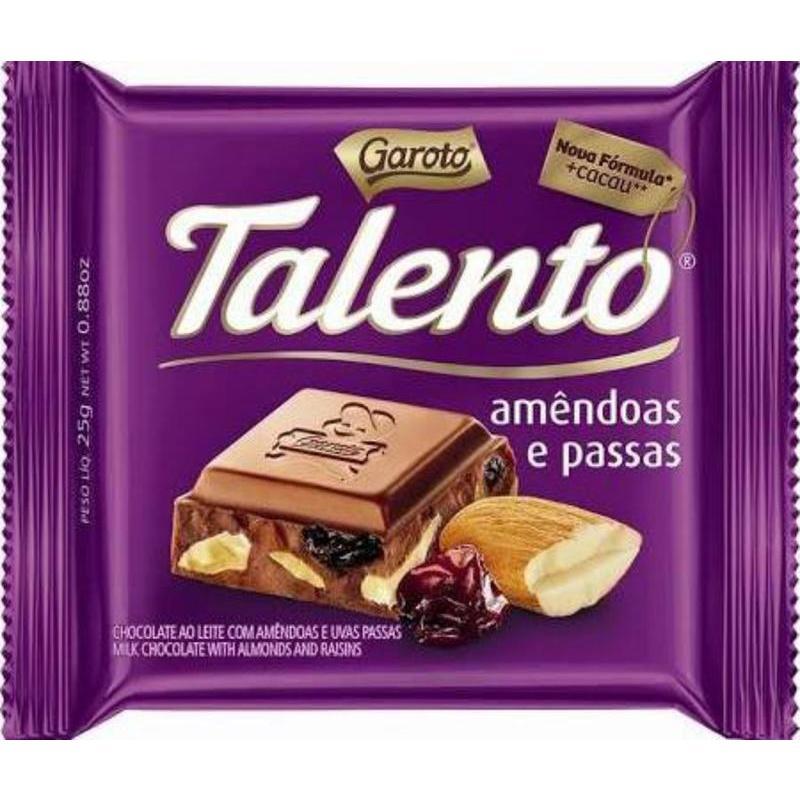 CHOC TALENTO GAROTO 25G AMENDOAS PASSAS