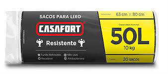 SACO LIXO CASAFORT 50L C/10 PRETO