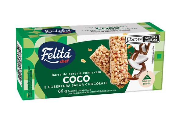 BARRA CEREAIS FELITA CHEF 66G COCO CHOCOLATE