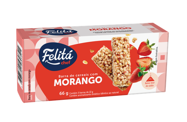 BARRA CEREAIS FELITA CHEF 66G MORANGO