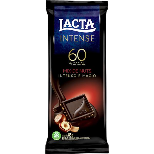 CHOC BARRA LACTA 85G 60 CACAU MIX NUTS
