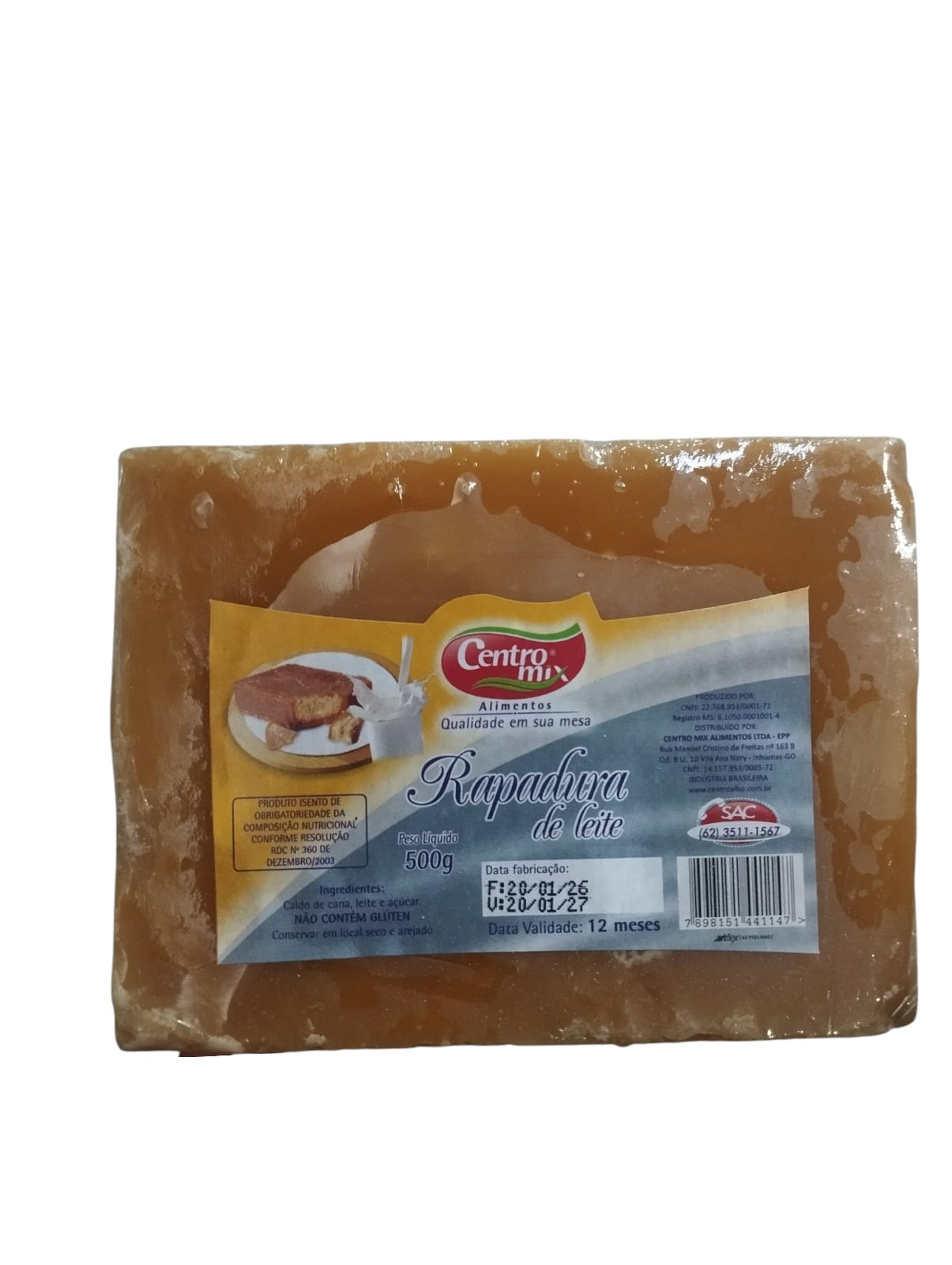 RAPADURA DE LEITE CENTRO MIX 500G