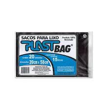 SACO LIXO PLAST BAG 15L C/20 PRETO