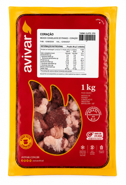 CORACAO DE FRANGO BANDEJA AVIVAR 1KG