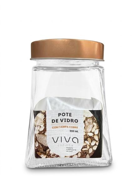 POTE DE VIDRO C/TAMPA COBRE VIVA COZINHA 900ML