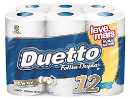 PAPEL HIGIÊNICO DUETTO 12X30M NEUTRO