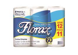 PAPEL HIGIÊNICO FLORAX 12X60M NEUTRO FOLHA SIMPLES