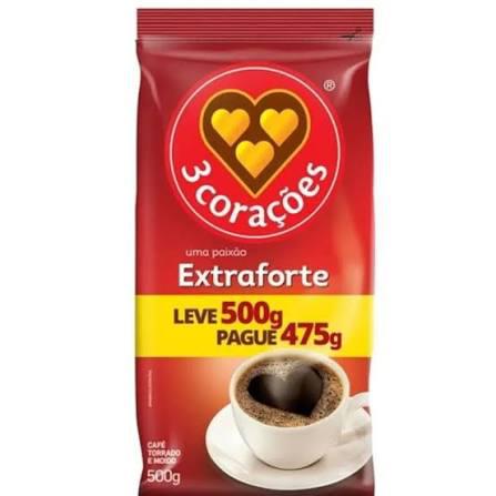 CAFE VACUO 500G 3 CORACOES EXTRA FORTE