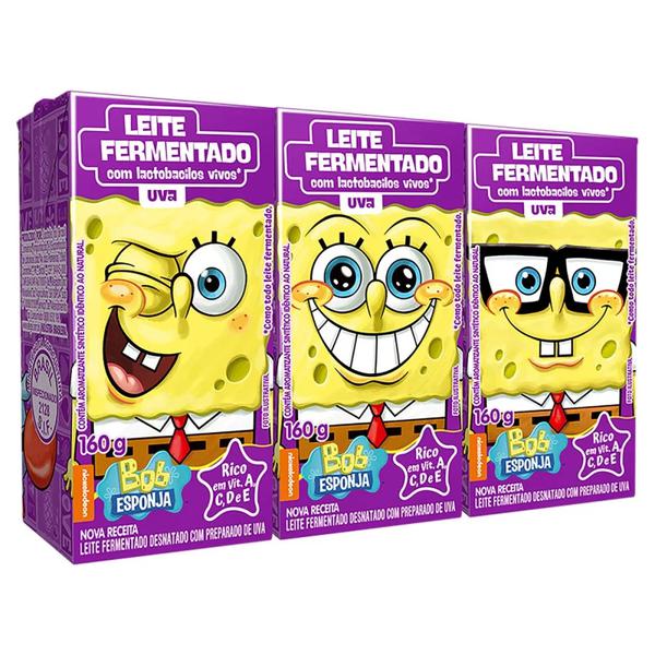 LEITE FERM. UVA BOB ESPONJA 160G TP 3X3