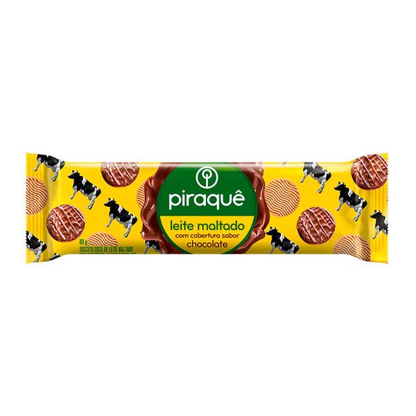 BISCOITO PIRAQUE 80G LEITE MALTADO CHOCOLATE