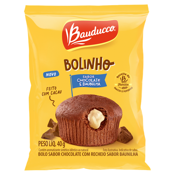 BOLINHO BAUDUCCO 40G CHOCOLATE C BAUNILHA