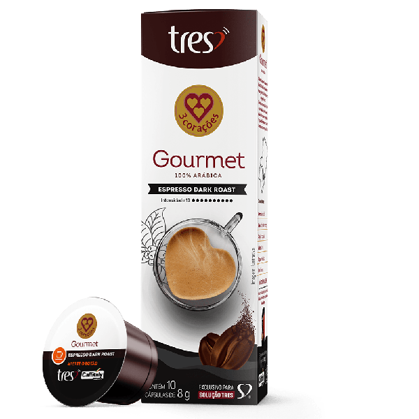 CAPSULA 3 CORACOES 10X8G DARK ROAST