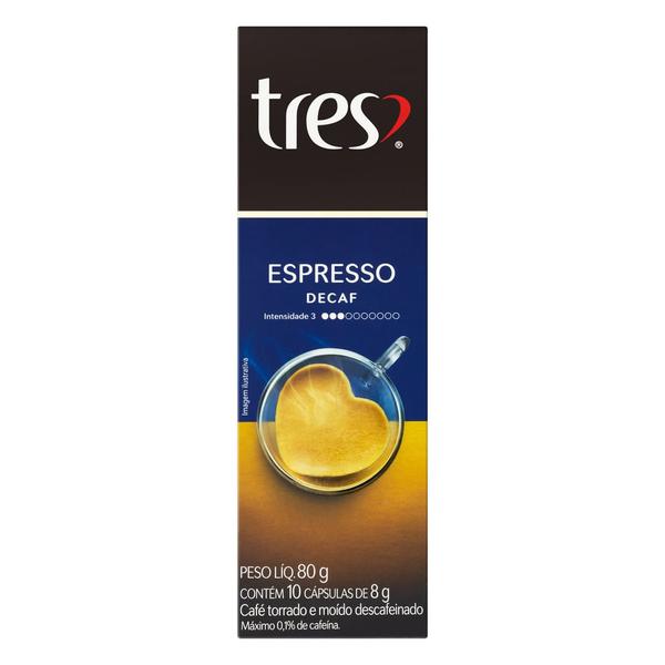 CAPSULA 3 CORACOES 10X8G ESPRESSO DECAF