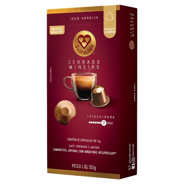 CAPSULA 3CORACOES 50G 10X5G CERRADO MINEIRO