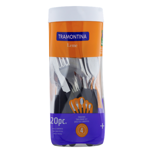 FAQUEIRO INOX 20PCS TRAMONTINA UN LEME PRETO