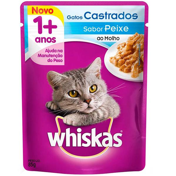 RACAO WHISKAS SCH 85G ADULTO CASTRADO PEIXE