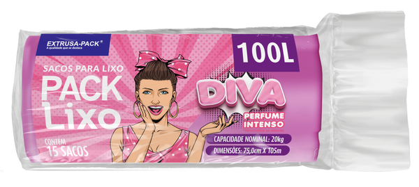 SACO P LIXO PACK LIXO DIVA ROSA 100L 15UN