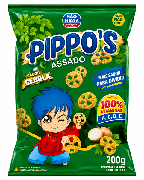 SALGADINHO PIPPOS VITAMINADO 200G CEBOLA E SALSA