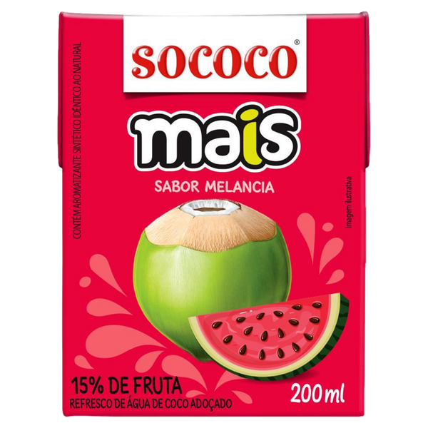 BEBIDA DE AGUA DE COCO SOCOCO +MELANCIA 200ML