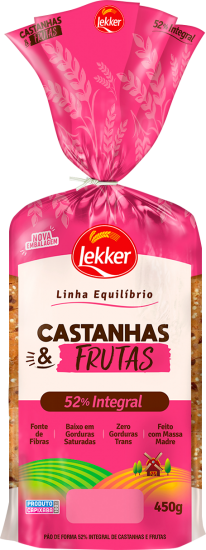 PAO DE FORMA LEKKER CAST. E FRUTAS 450G