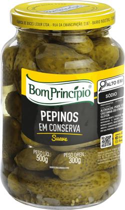 PEPINOS EM CONSERVA SUAVE  300 G BOM PRINCIPIO
