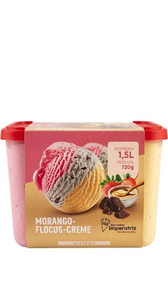 POTE SORVETE MORANGO/FLOCOS/CREME 720 GR