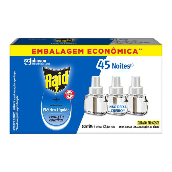 RAID ELET RF 32,9ML C/3 LIQ 45 NOIT
