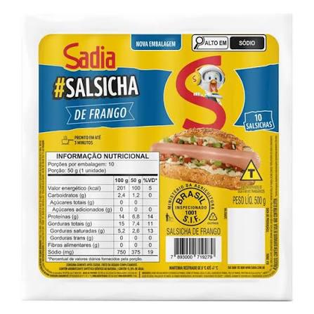 SALSICHA DE FRANGO SADIA 500G