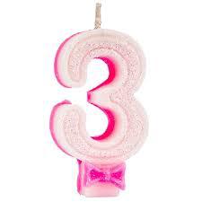 Vela Regina Glitter Rosa Numero 3