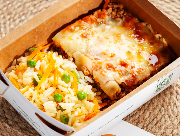 BERINJELA COM CARNE MOÍDA E ARROZ COLORIDO 300G PRATO SAÚDE