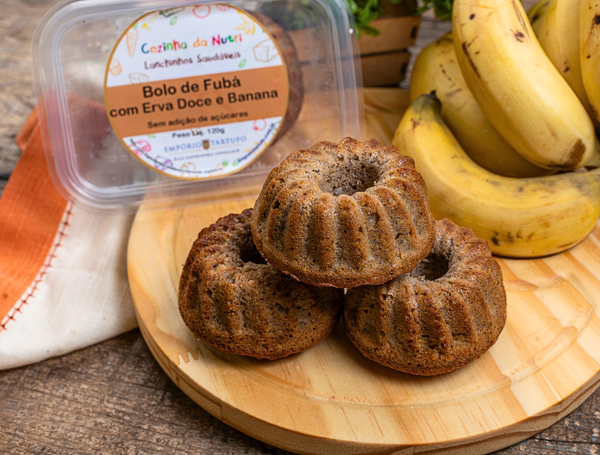 BOLO DE FUBÁ COM ERVA DOCE E BANANA 100G COZINHA DA NUTRI