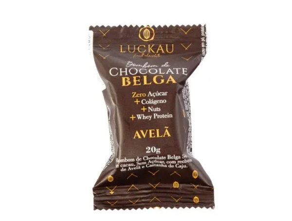 BOMBOM CHOCOLATE BELGA E AVELÃ 20G LUCKAU