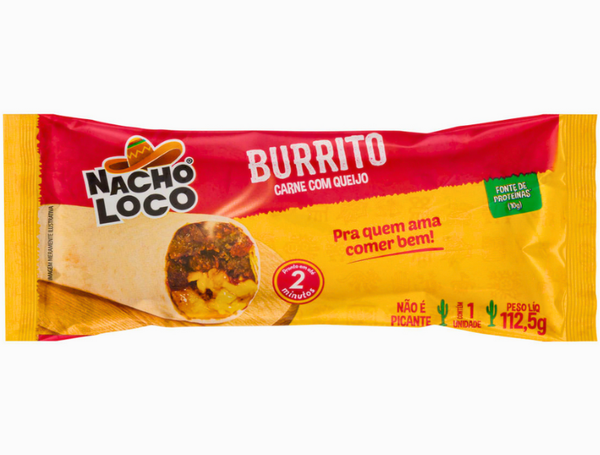 BURRITO DE CARNE FEIJÃO QUEIJO 112,5G NACHO LOCO